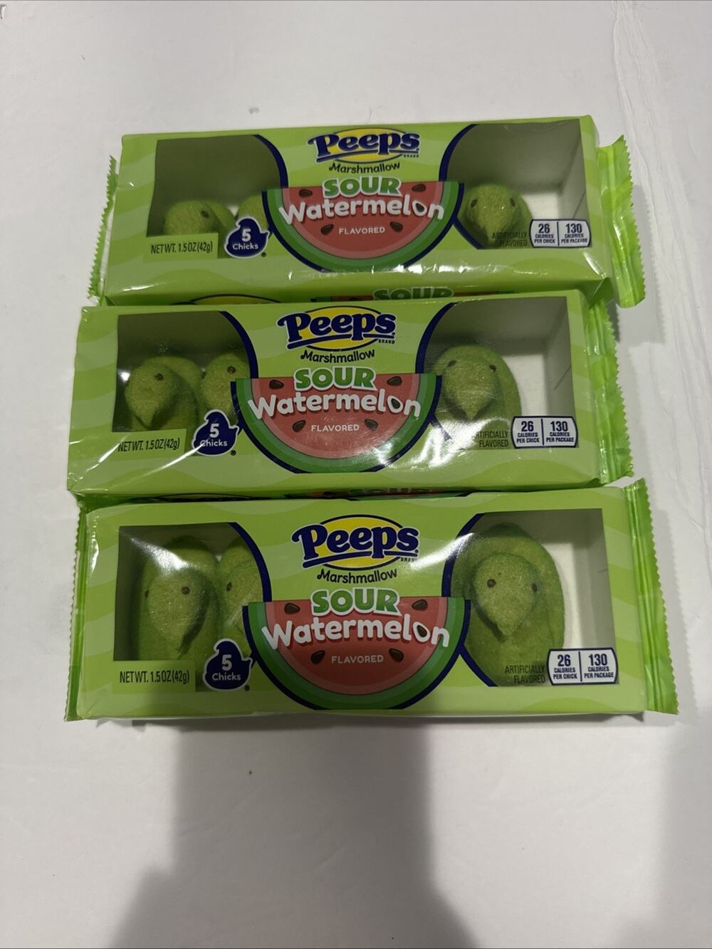 Sour Watermelon Flavored Peeps 3 pack (15Peeps Total) Marshmallow New